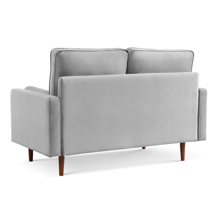 57" Gray And Dark Brown Velvet Loveseat and Toss Pillows HomeRoots