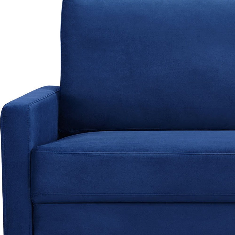 69" Blue Velvet Sofa With Dark Brown Legs HomeRoots
