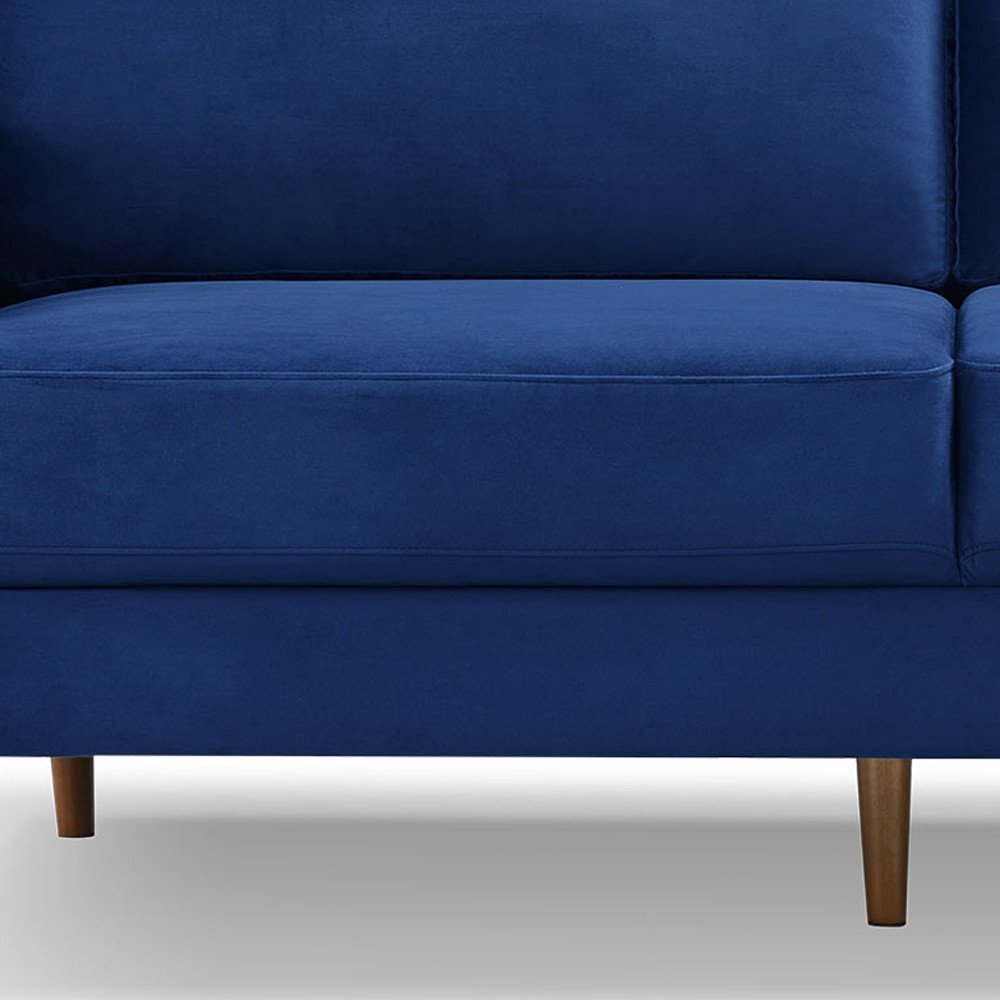 69" Blue Velvet Sofa With Dark Brown Legs HomeRoots