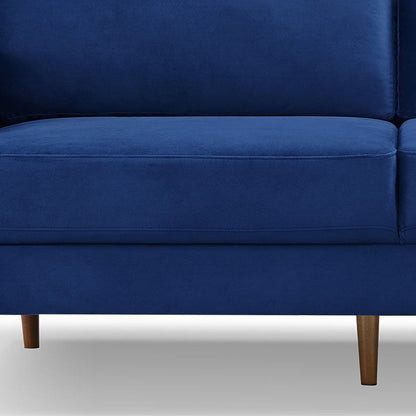 69" Blue Velvet Sofa With Dark Brown Legs HomeRoots
