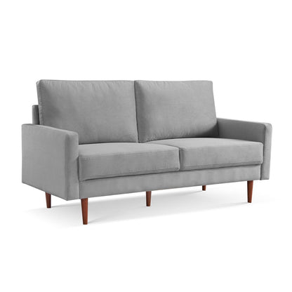 69" Gray Velvet Sofa With Dark Brown Legs HomeRoots