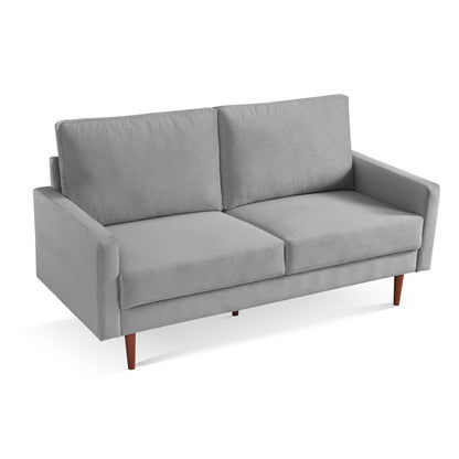 69" Gray Velvet Sofa With Dark Brown Legs HomeRoots