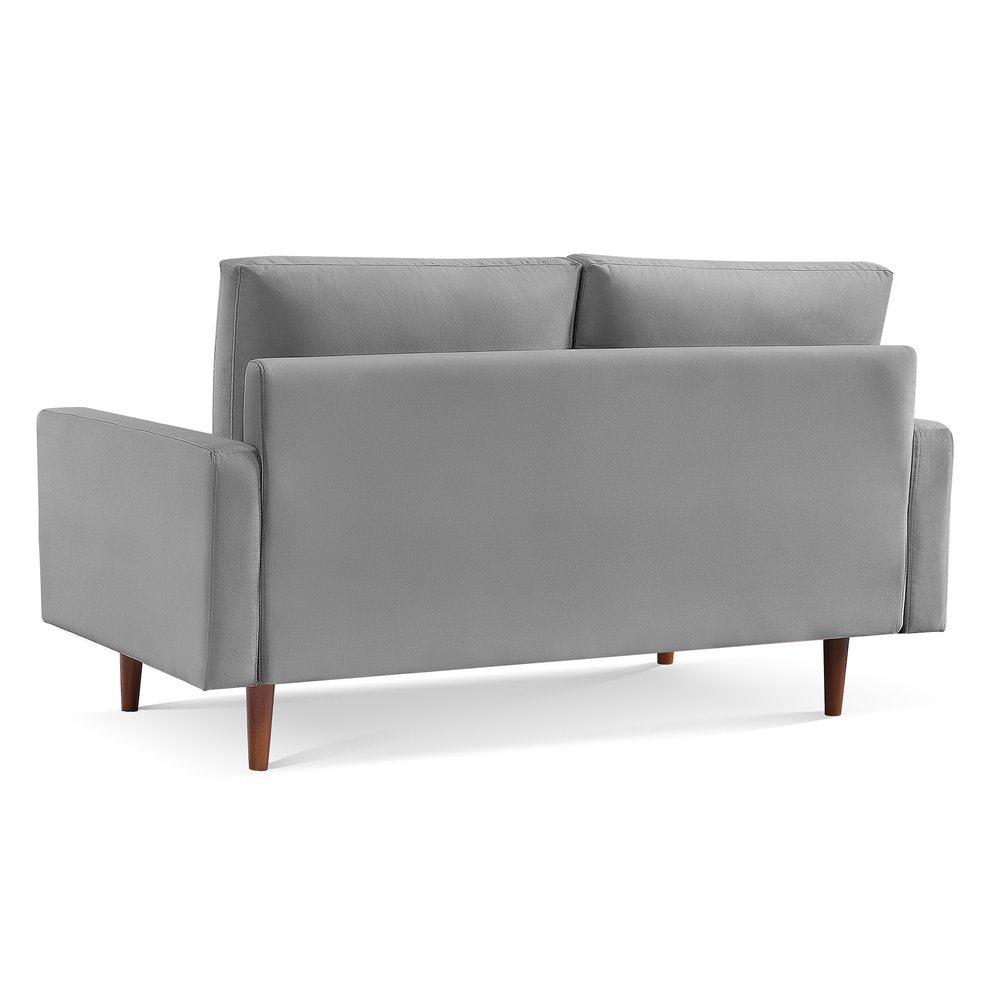 69" Gray Velvet Sofa With Dark Brown Legs HomeRoots