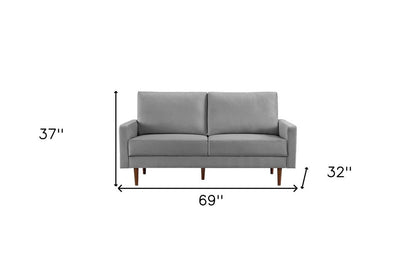 69" Gray Velvet Sofa With Dark Brown Legs HomeRoots
