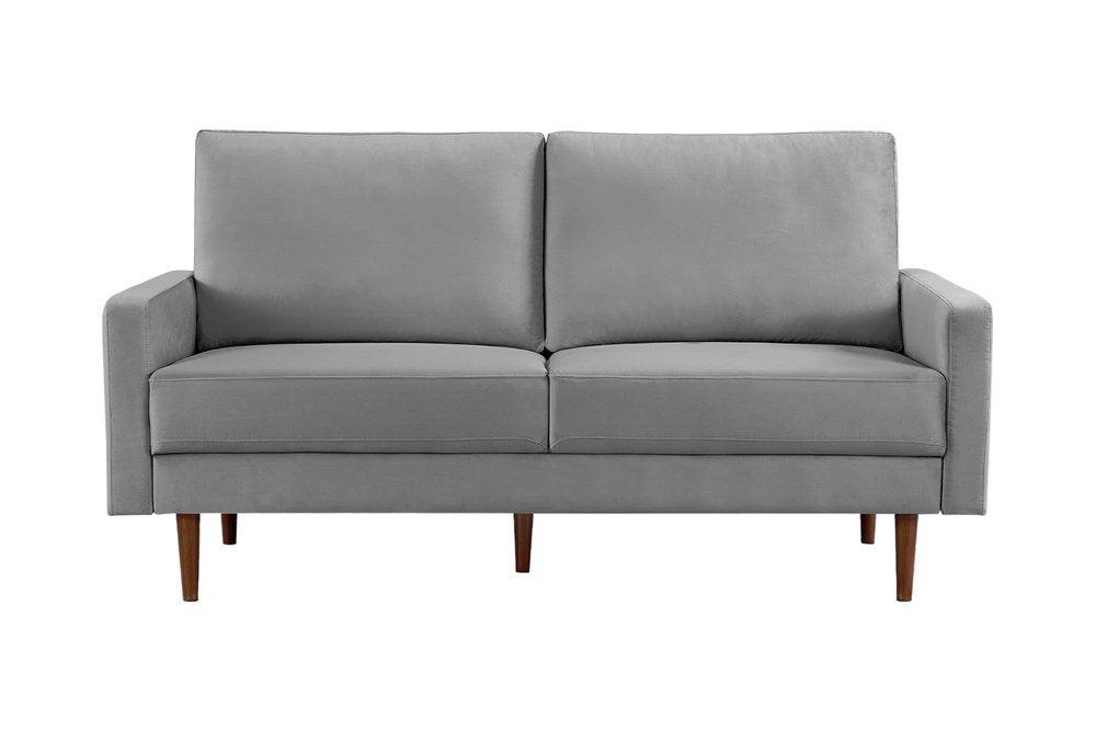69" Gray Velvet Sofa With Dark Brown Legs HomeRoots