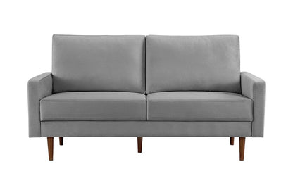 69" Gray Velvet Sofa With Dark Brown Legs HomeRoots