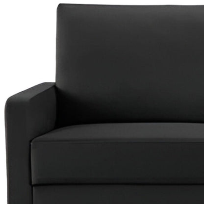 69" Black Velvet Sofa With Dark Brown Legs HomeRoots