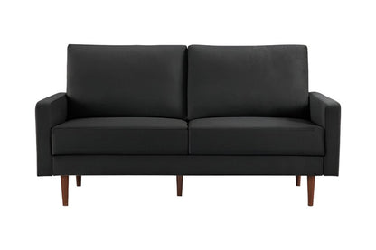 69" Black Velvet Sofa With Dark Brown Legs HomeRoots