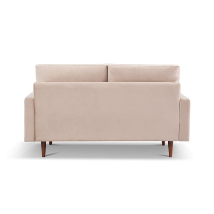 69" Beige Velvet Sofa With Dark Brown Legs HomeRoots