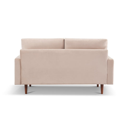 69" Beige Velvet Sofa With Dark Brown Legs HomeRoots