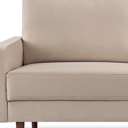 69" Beige Velvet Sofa With Dark Brown Legs HomeRoots