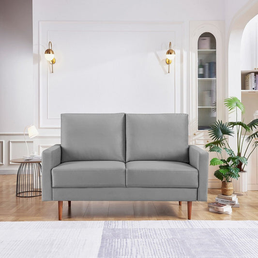57" Gray And Dark Brown Velvet Loveseat HomeRoots