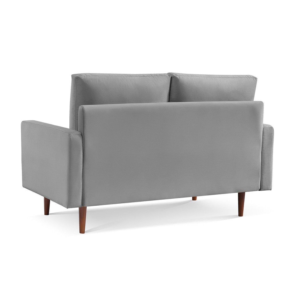57" Gray And Dark Brown Velvet Loveseat HomeRoots