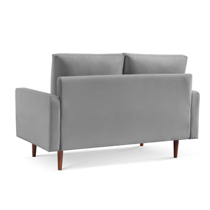 57" Gray And Dark Brown Velvet Loveseat HomeRoots