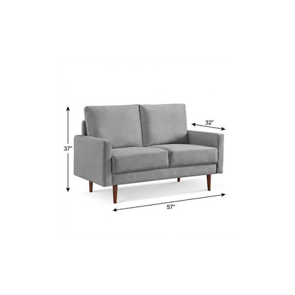 57" Gray And Dark Brown Velvet Loveseat HomeRoots