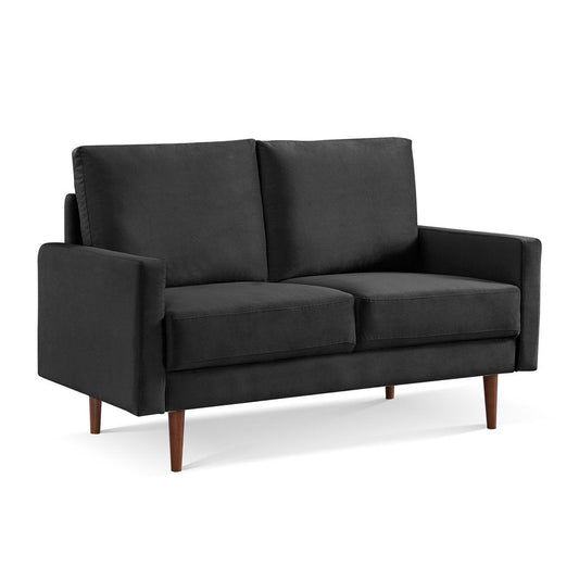57" Black And Dark Brown Velvet Loveseat HomeRoots