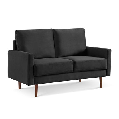 57" Black And Dark Brown Velvet Loveseat HomeRoots