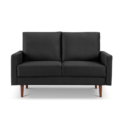 57" Black And Dark Brown Velvet Loveseat HomeRoots