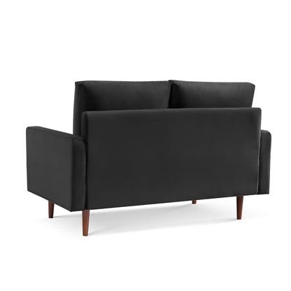 57" Black And Dark Brown Velvet Loveseat