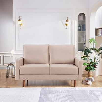 57" Beige And Dark Brown Velvet Loveseat HomeRoots