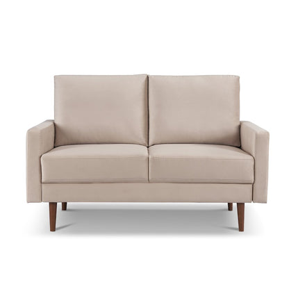 57" Beige And Dark Brown Velvet Loveseat HomeRoots