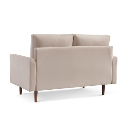57" Beige And Dark Brown Velvet Loveseat HomeRoots