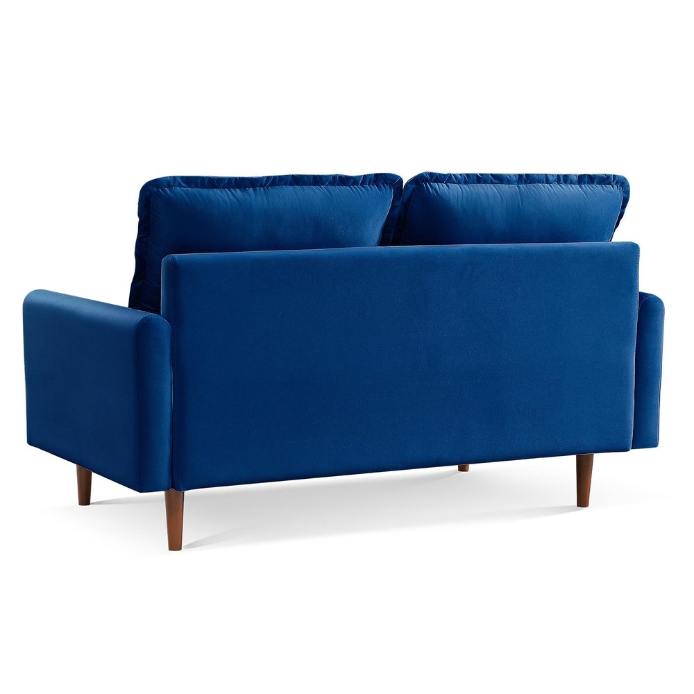 69" Blue Velvet Sofa With Dark Brown Legs HomeRoots