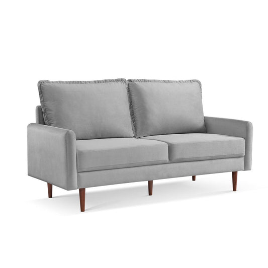 69" Gray Velvet Sofa With Dark Brown Legs HomeRoots