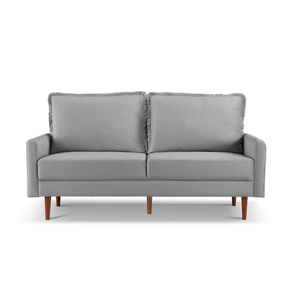 69" Gray Velvet Sofa With Dark Brown Legs HomeRoots