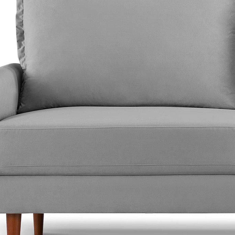 69" Gray Velvet Sofa With Dark Brown Legs HomeRoots