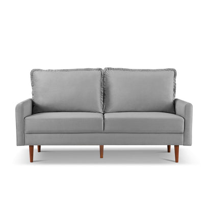 69" Gray Velvet Sofa With Dark Brown Legs HomeRoots