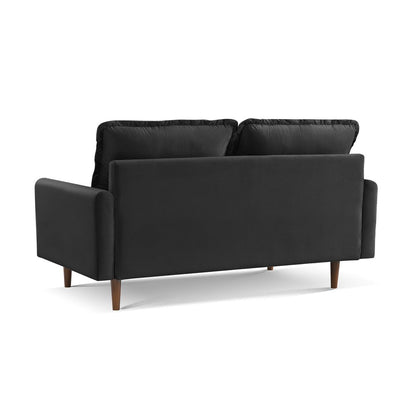 69" Black Velvet Sofa With Dark Brown Legs HomeRoots