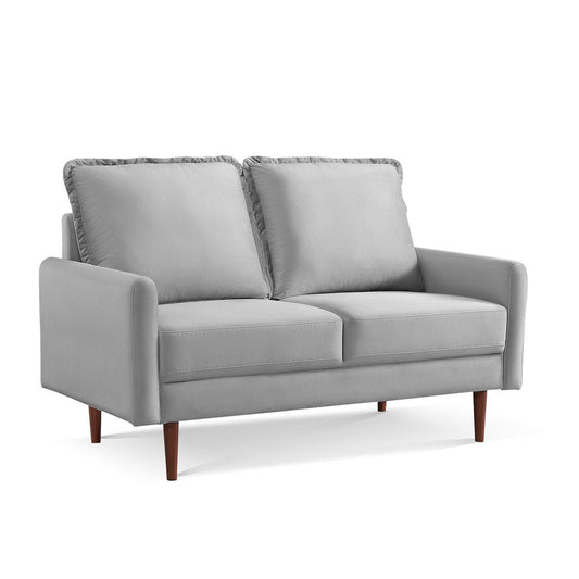 57" Gray And Dark Brown Velvet Loveseat HomeRoots