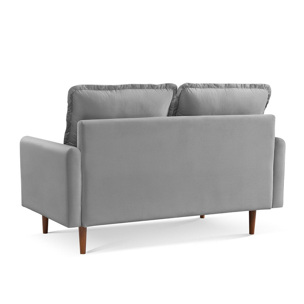 57" Gray And Dark Brown Velvet Loveseat HomeRoots