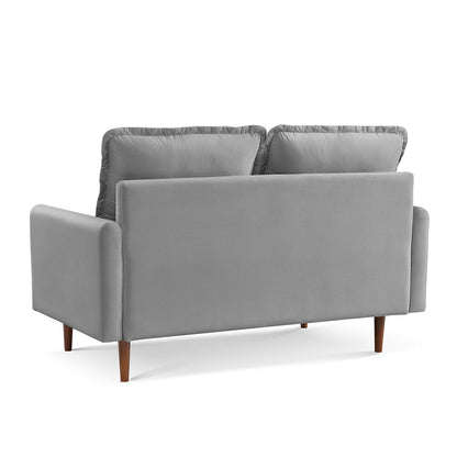 57" Gray And Dark Brown Velvet Loveseat HomeRoots