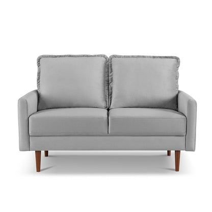 57" Gray And Dark Brown Velvet Loveseat HomeRoots