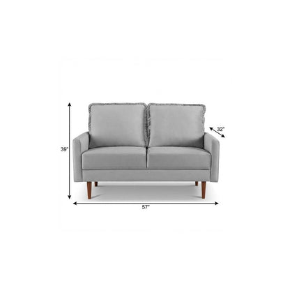 57" Gray And Dark Brown Velvet Loveseat HomeRoots