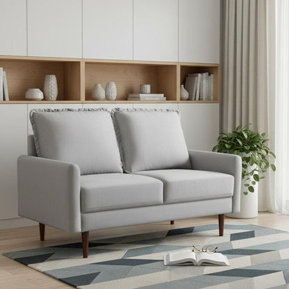 57" Gray And Dark Brown Velvet Loveseat HomeRoots