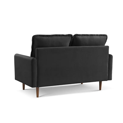 57" Black And Dark Brown Velvet Loveseat HomeRoots