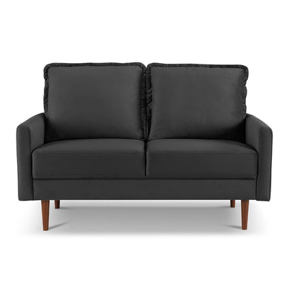 57" Black And Dark Brown Velvet Loveseat HomeRoots