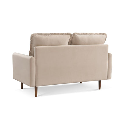 57" Beige And Dark Brown Velvet Loveseat HomeRoots
