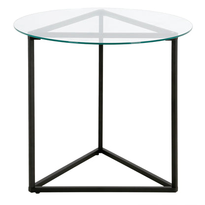 22" Black And Clear Glass And Steel Round End Table