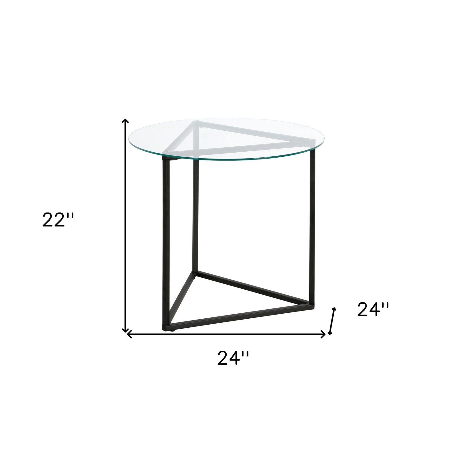 22" Black And Clear Glass And Steel Round End Table