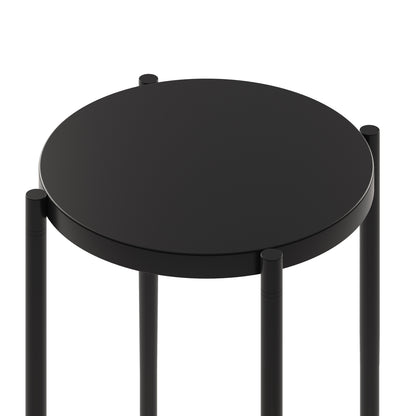 24" Black Metal Round End Table