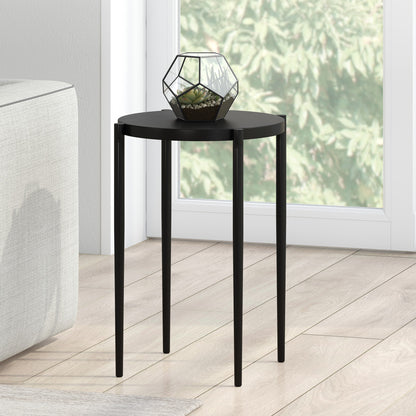 24" Black Metal Round End Table