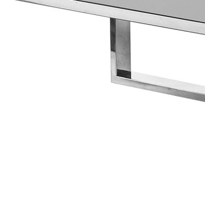 47" Light Gray And Silver Metallic Stainless Steel Coffee Table With Two Drawers HomeRoots