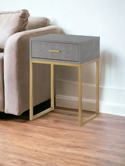 24" Gold and Gray End Table with Drawer