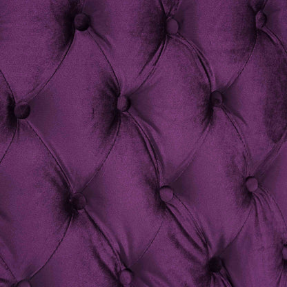 84" Purple And Silver Velvet Sofa