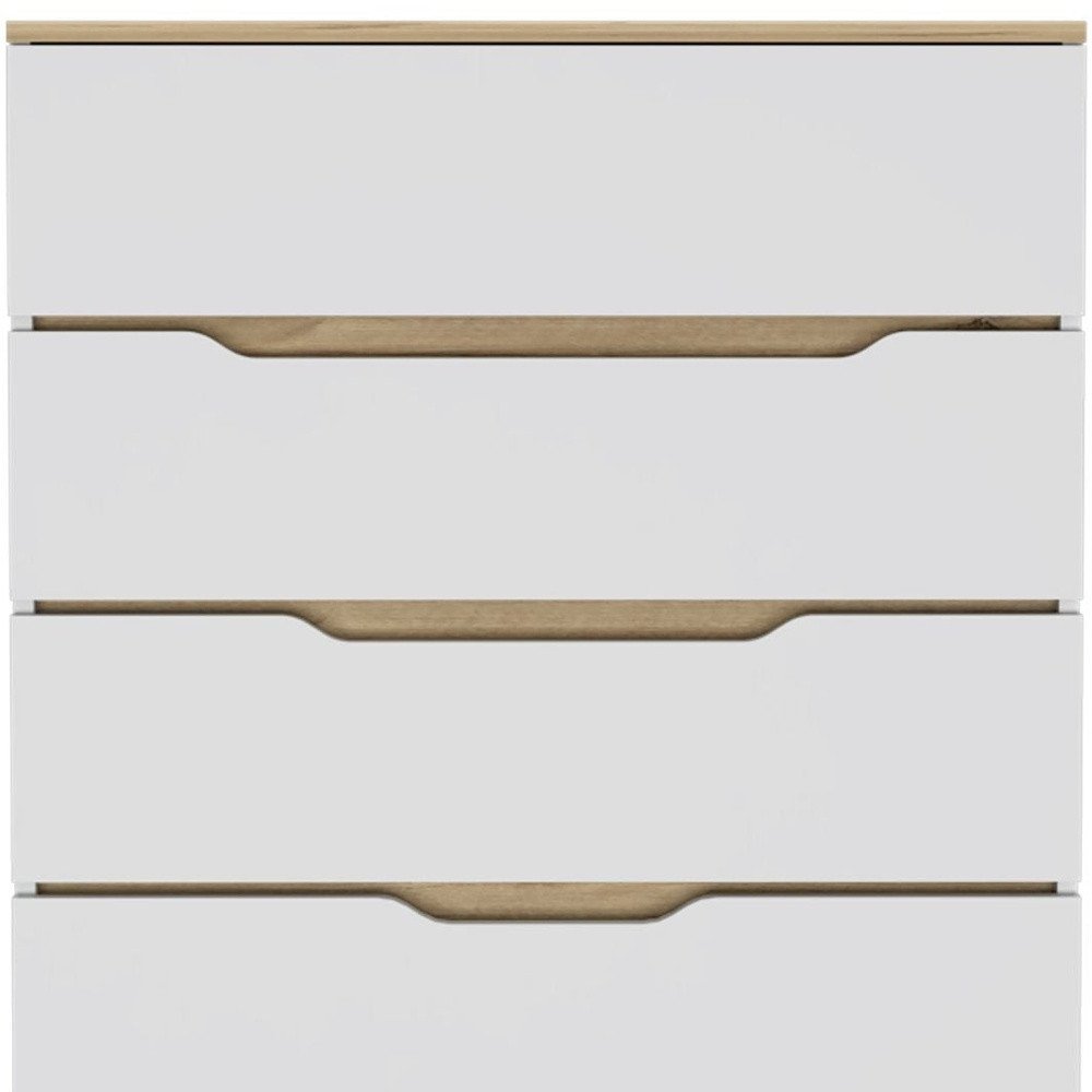 32" Natural And White Wood Four Drawer Dresser — view 5