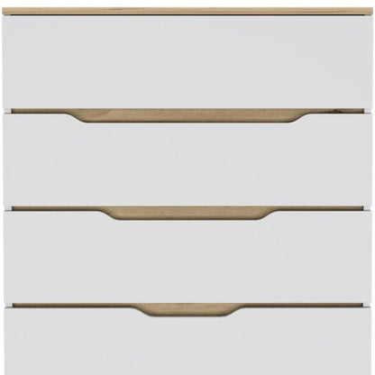 32" Natural And White Wood Four Drawer Dresser